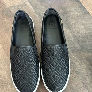 Tory Burch Black Quilted Sneakers size 7 1/2